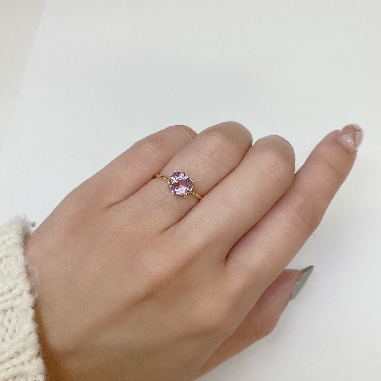 ピンクトルマリン パパラチャカラー(宝石名ピンク・トルマリン) ルワンダ産 1.38ct 識別済[21039973]7×7.3mm前後