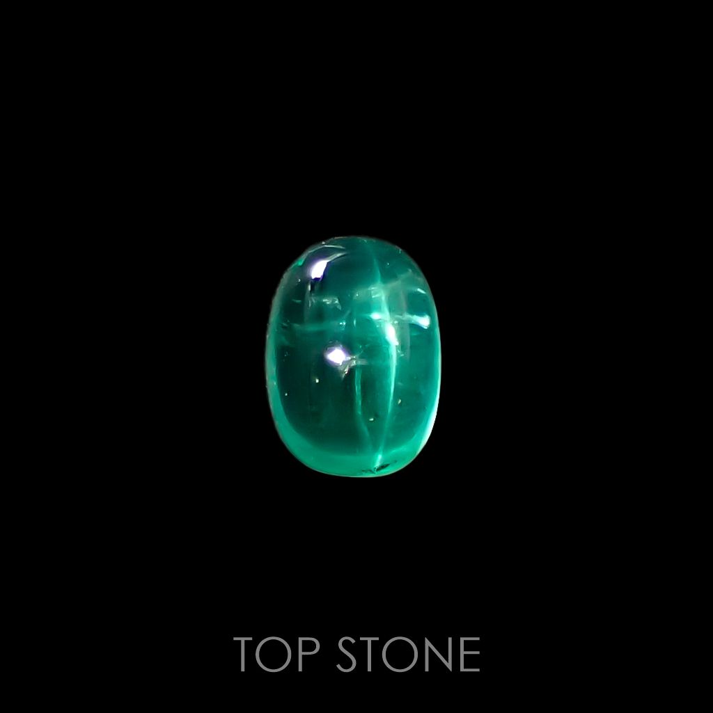 エメラルドキャッツアイ(宝石名エメラルド)コロンビア産 0.75ct 識別済[220115179]6.5x4.7mm前後