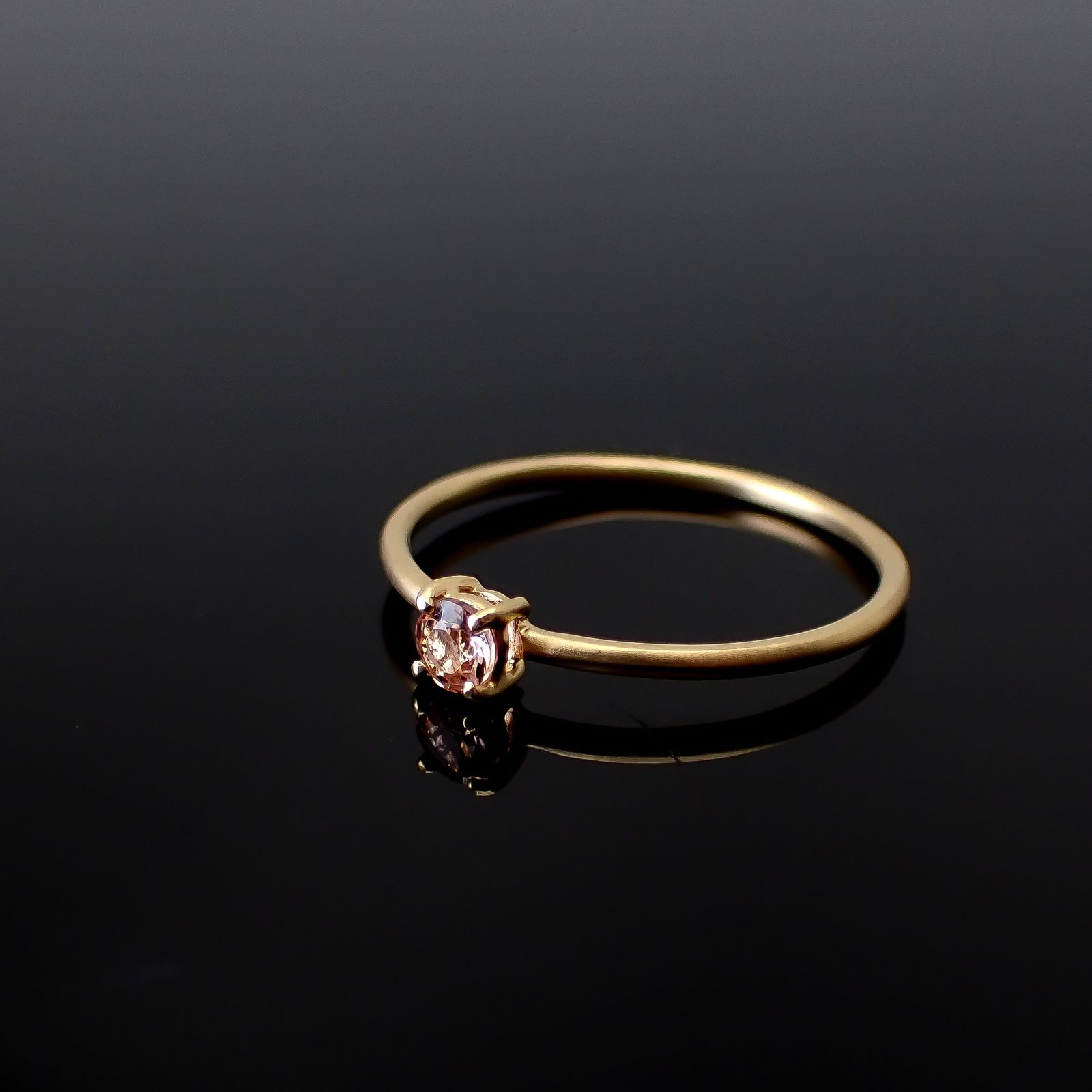 ◇K18リング◇ インペリアルトパーズ 0.15ct | ラウンド/つや消し仕上げ 3.5mm (15号 / アーム1.0mm) [241229433]