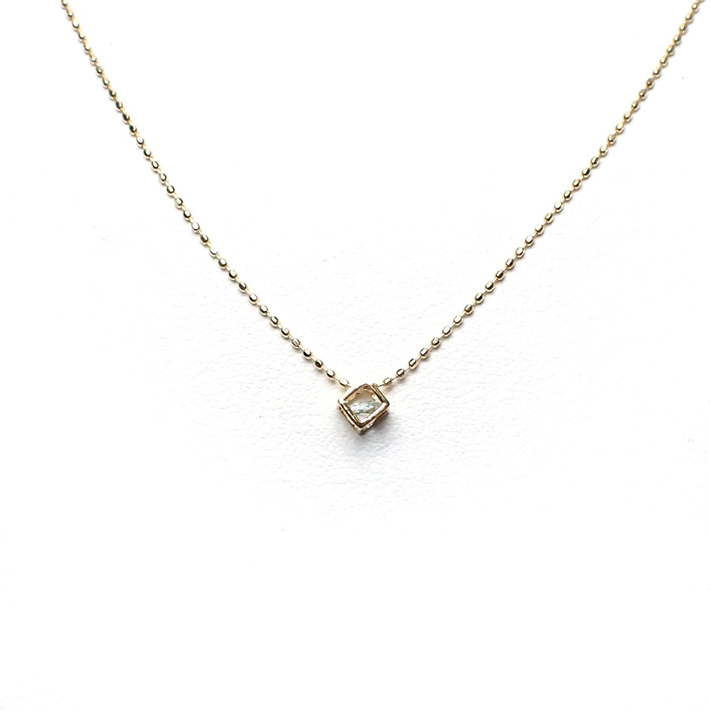 ◇K18 Reinette（レネット）◇アクアマリン | キューブボックスデザイン [チャーム/ペンダントトップ※チェーン別売り]