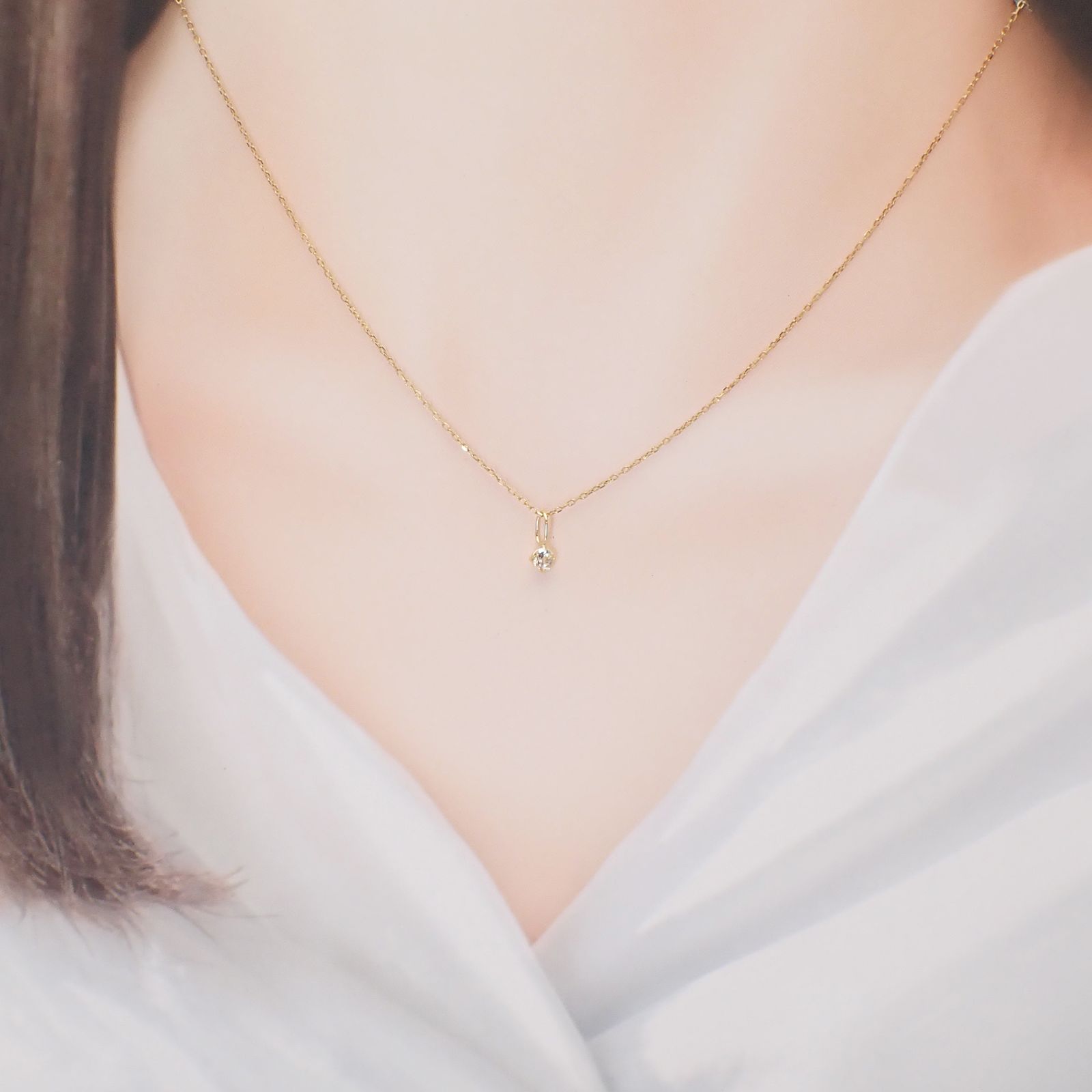 ◇K18 Petitデザイン限定品◇一粒石ジュエリー | ダンビュライト 3mm [チャーム/ペンダントトップ※チェーン別売り]