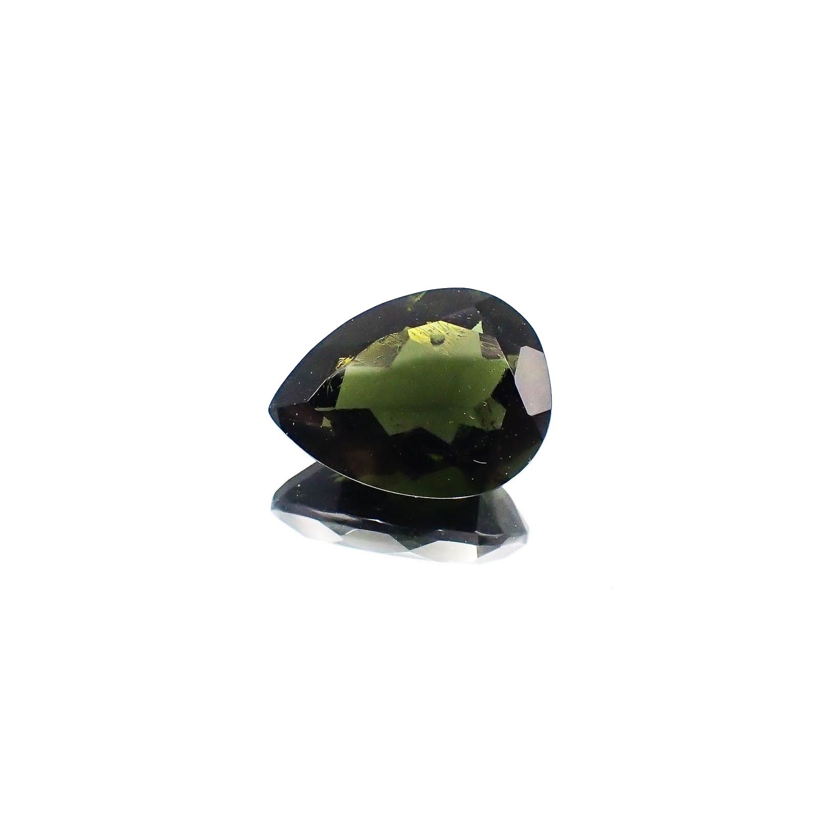 <ランダムセレクト1個販売> モルダバイト(宝石名モルダバイト) ペアシェイプカット 発見地：旧チェコスロバキア 12.50ct前後 識別済[20073978]20×15mm前後