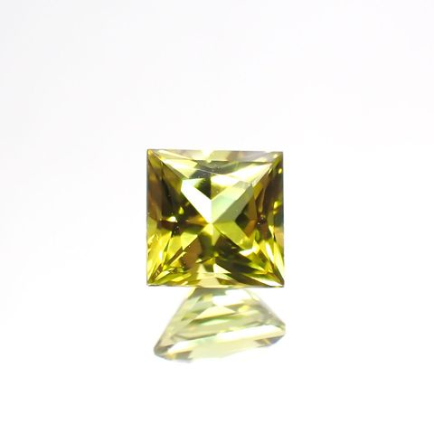 ◇プリンセスカット◇カナリートルマリン(宝石名イエロー・トルマリン)モザンビーク産 0.646ct ソ付(彩珠)[230522204]4.9x4.9mm前後