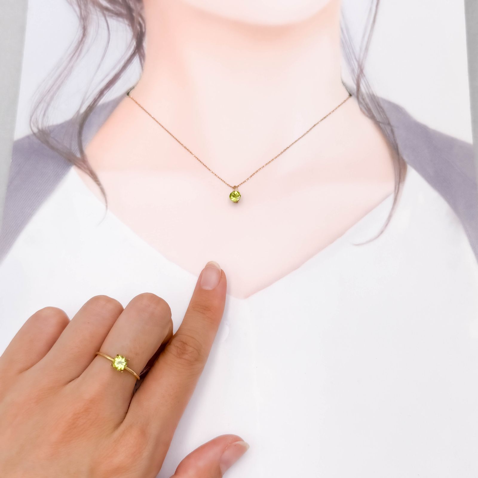 ◇ペアセット◇ペリドット 中国産 1.11ct(2pcs合計) [250730796]5.1x5.1mm前後