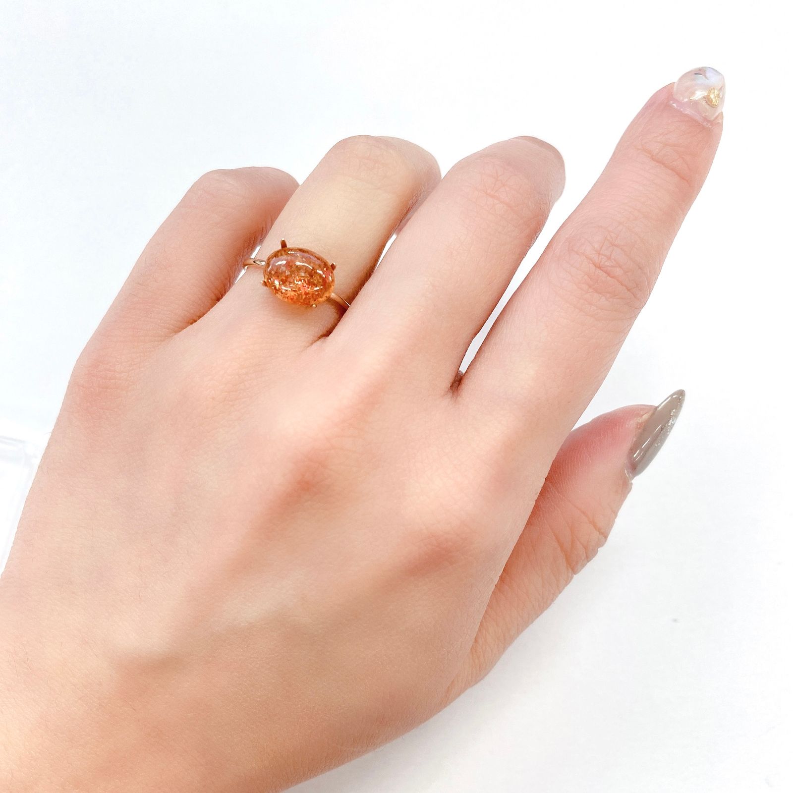 イリュージョンサンストーン(宝石名フェルドスパー) タンザニア産 2.53ct 識別済[210510862]10.1×8.1mm前後