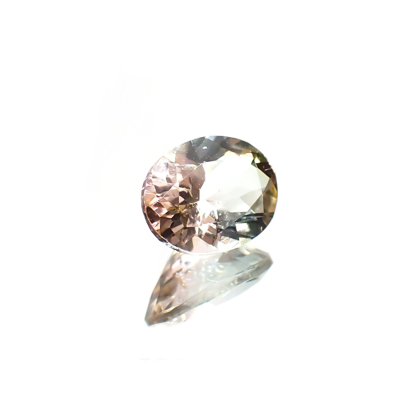 パーティカラートルマリン(宝石名パーティカラード・トルマリン) コンゴ民主共和国産 1.219ct ソ付(彩珠)[211013599]8.1×6.1mm前後