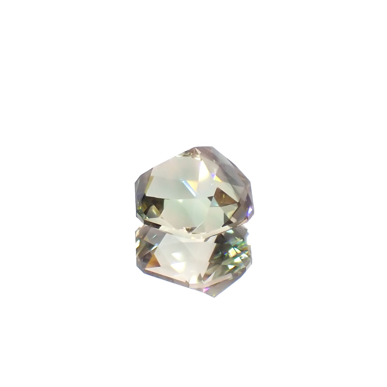 ◇カスタムヘキサゴン・チェッカーカット◇バイカラーオレゴンサンストーン アメリカ・オレゴン州産 2.46ct[231224665]8.4x8.4mm前後