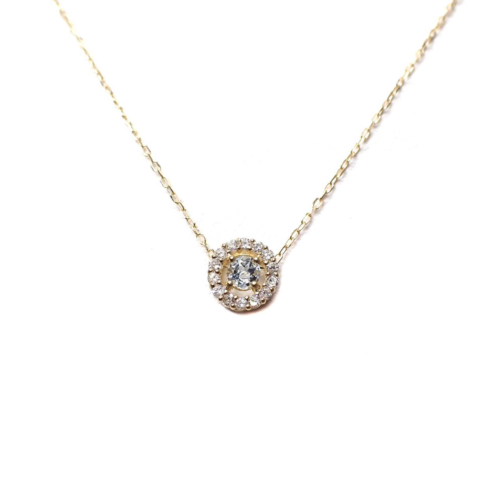 ◇K18 Briller（ブリエ）◇ダイヤモンド×アクアマリン | 6.5mmタイプ [取り巻きデザインチャーム/ペンダントトップ※チェーン別売り]