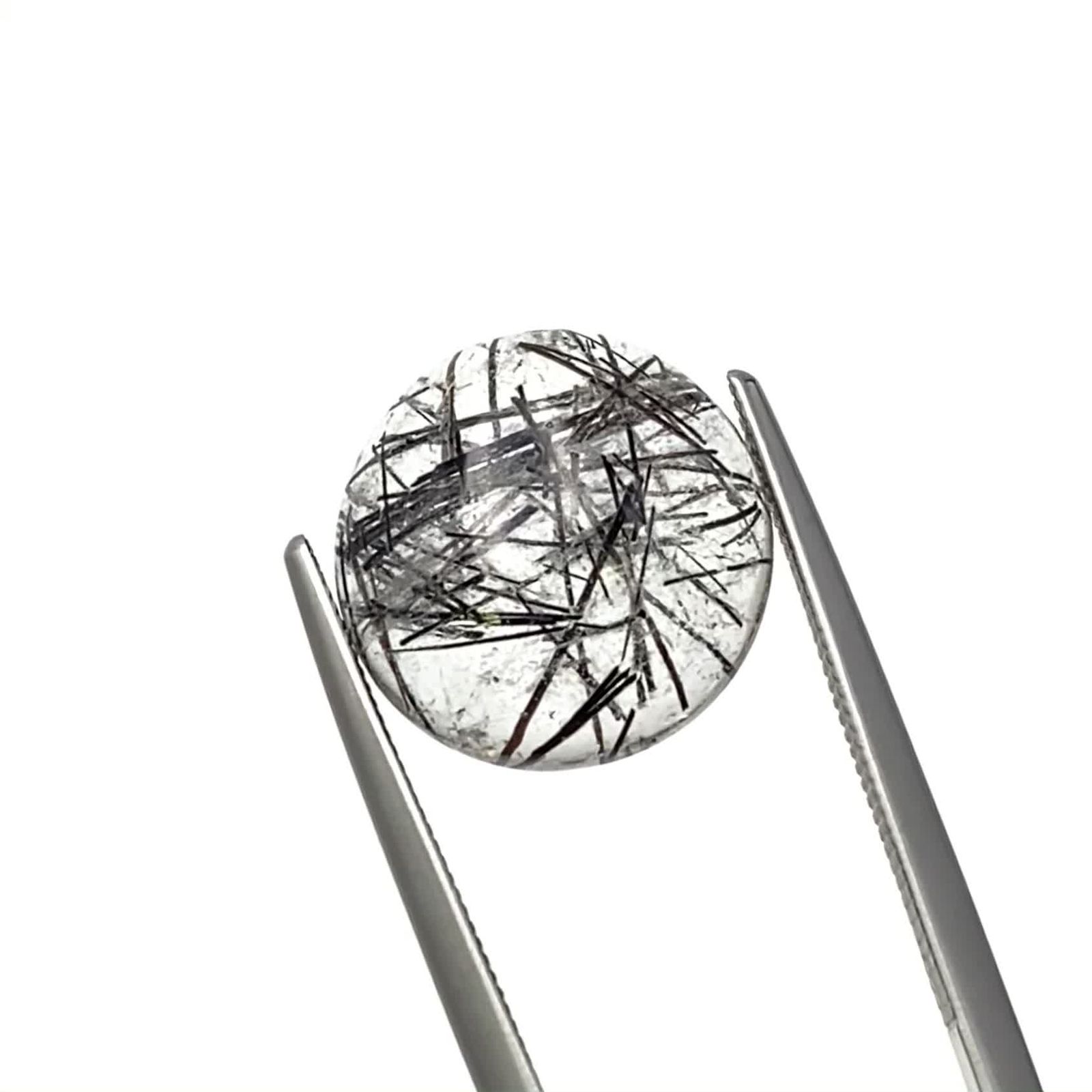 ブラックトルマリンインクォーツ ブラジル産 6.39ct / 12.7x12.7mm前後