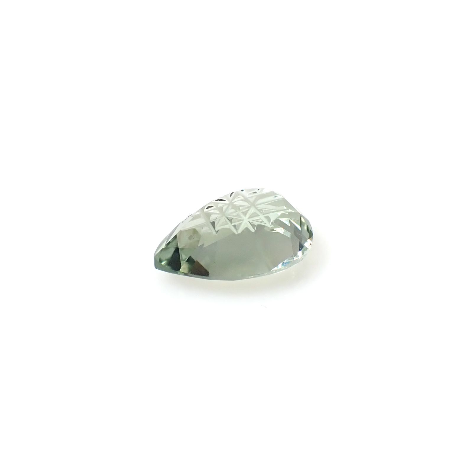 ◇甲州貴石切子Plus Three◇プラシオライト(グリーンアメジスト) カード付き ブラジル産 4.58ct [250630484]14x10mm前後