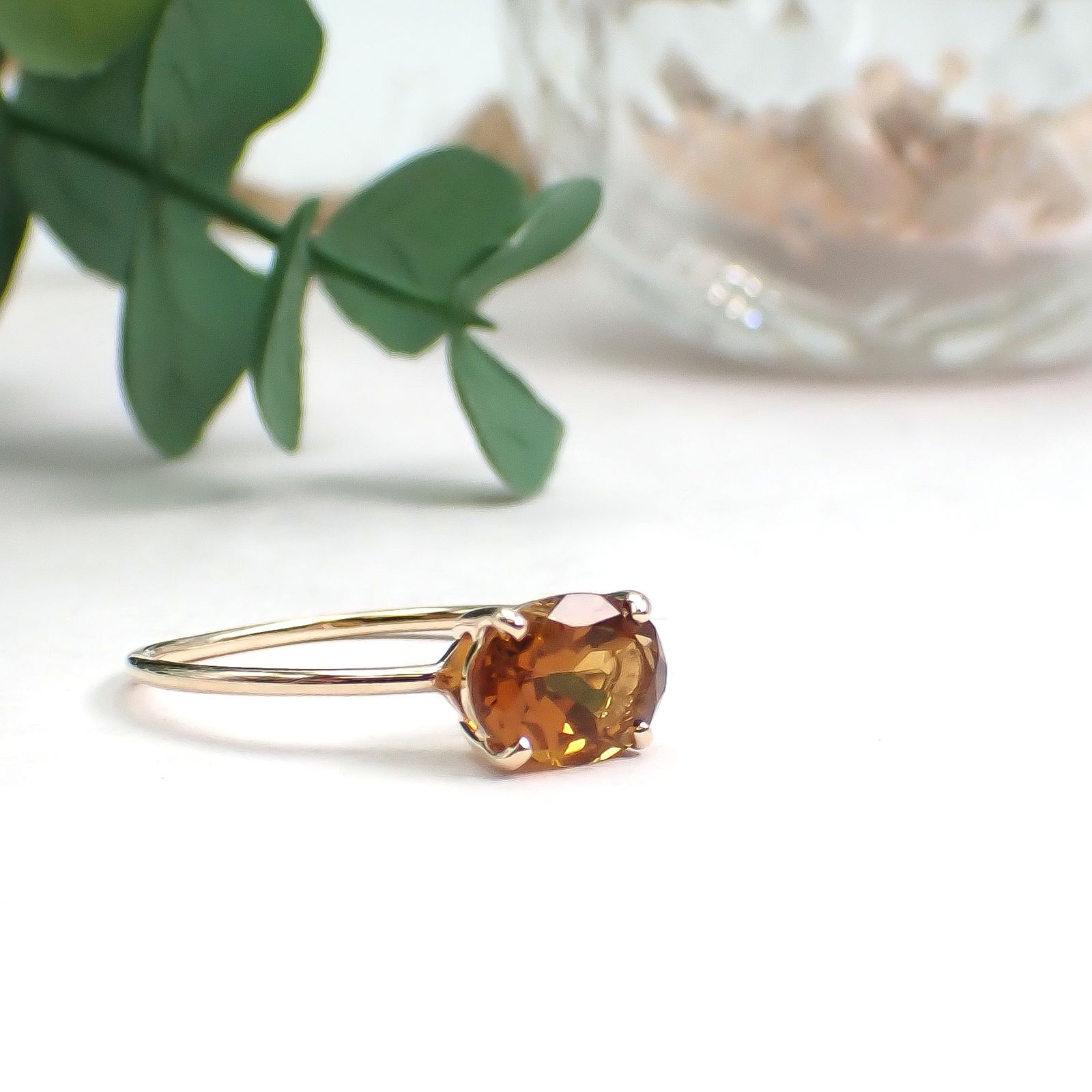 リング空枠：石留め▶マデイラシトリン（お客様製作例）