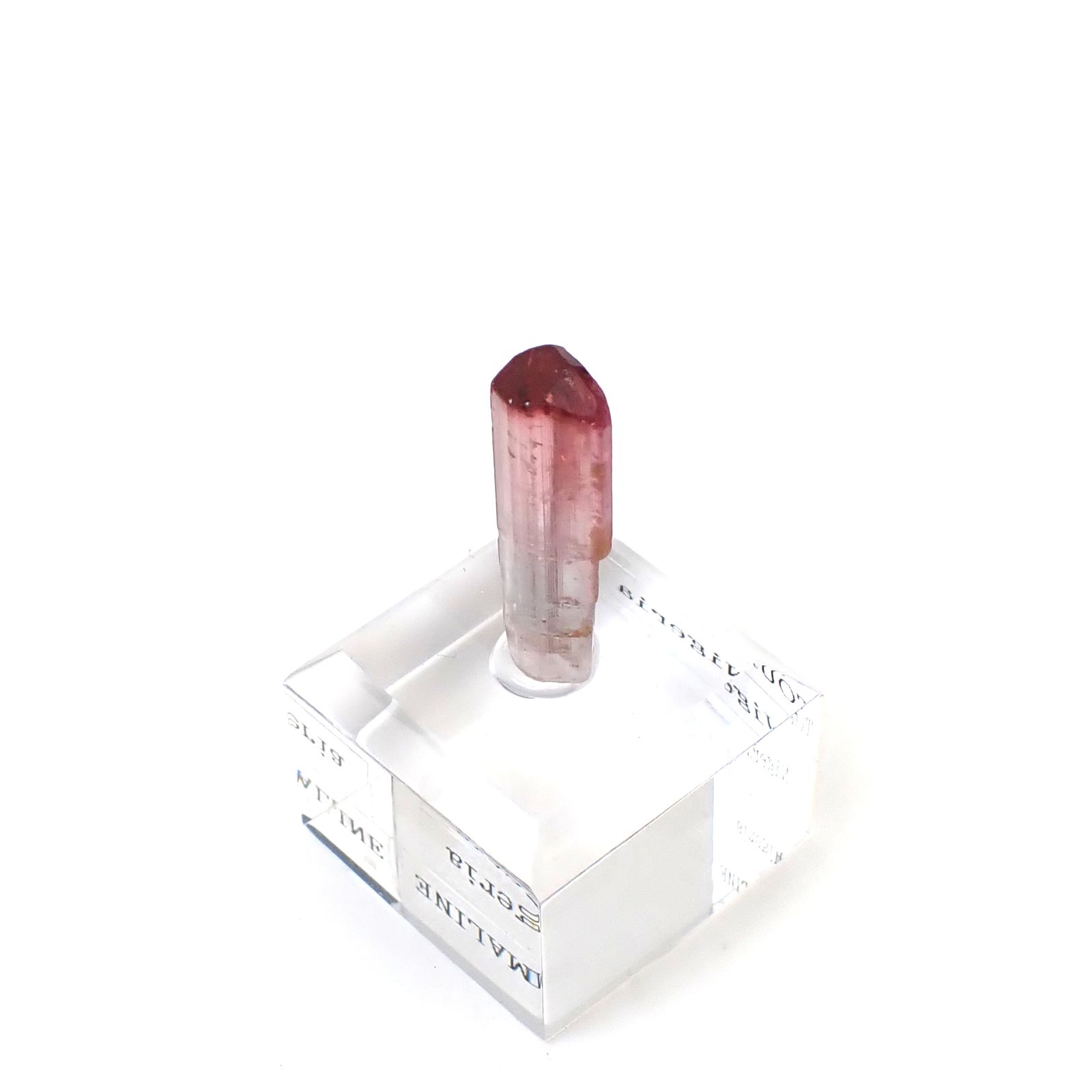 トルマリン柱状結晶原石 ナイジェリア産 アクリル台座付き 6.99ct(1.39g) / 5.3x8.2x23.4mm前後 [260632362]