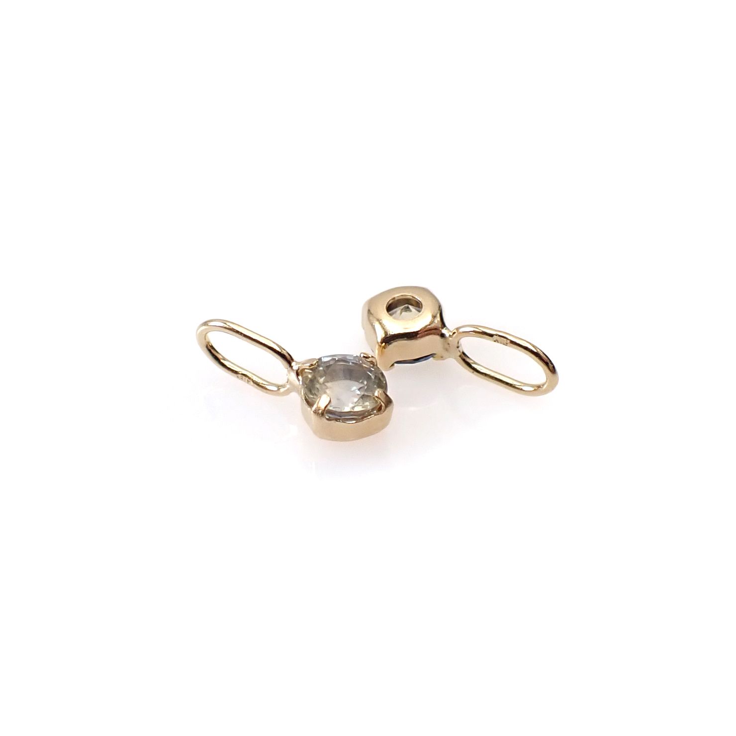◇K18 Petitデザイン限定品◇一粒石ジュエリー | バイカラーサファイア 3.5mm [チャーム/ペンダントトップ※チェーン別売り]