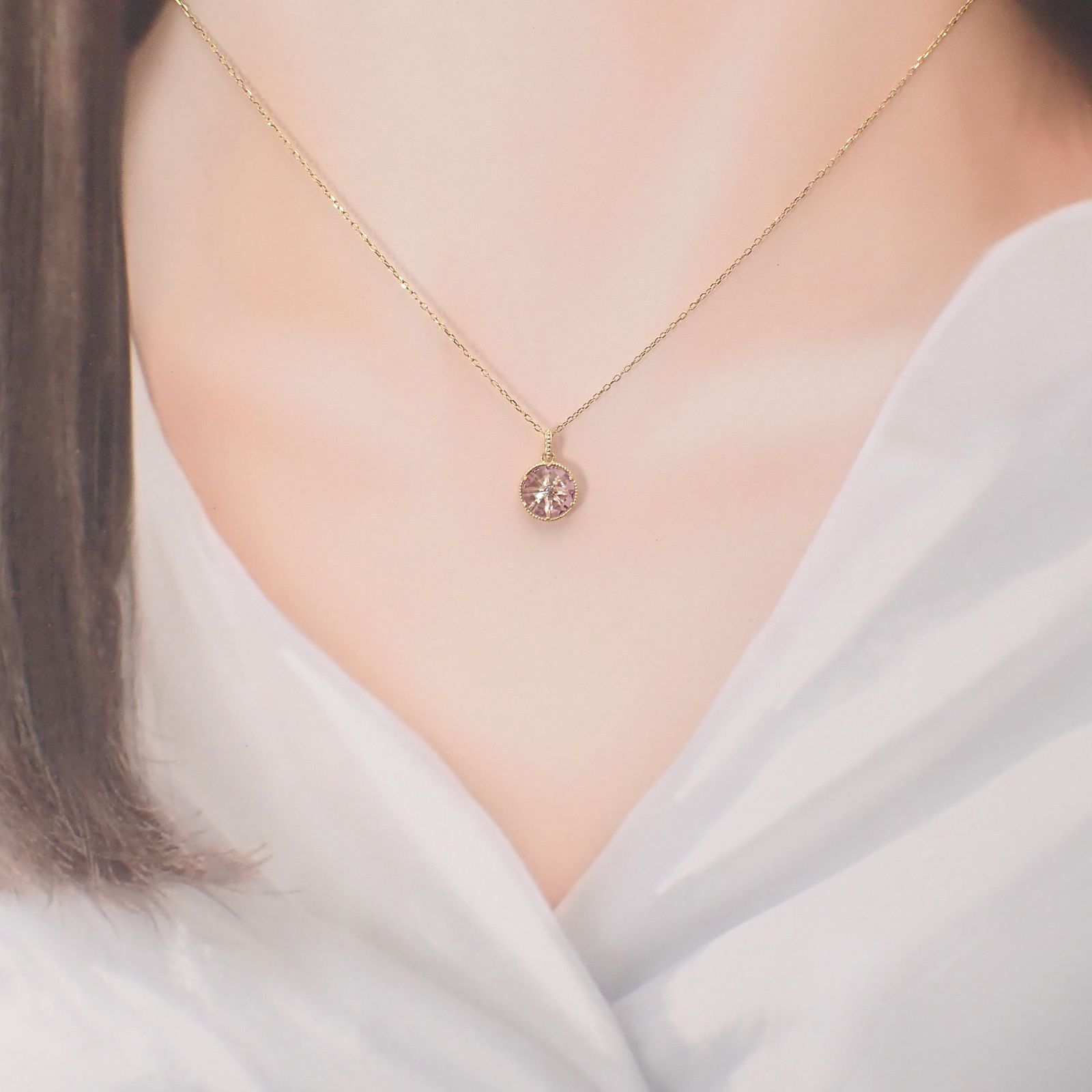 ◇K18/K10 Luxcia（ルクシア）◇リバーシブル ラウンドデザイン | アメジスト [チャーム/ペンダントトップ※チェーン別売り]