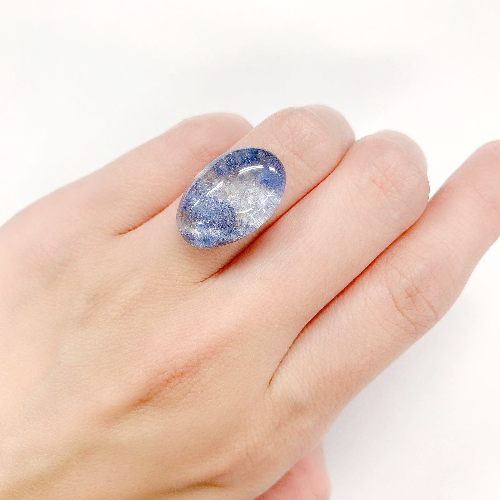 デュモルチェライトインクォーツ ブラジル産 14.28ct[230522161]19.2x12.8mm前後
