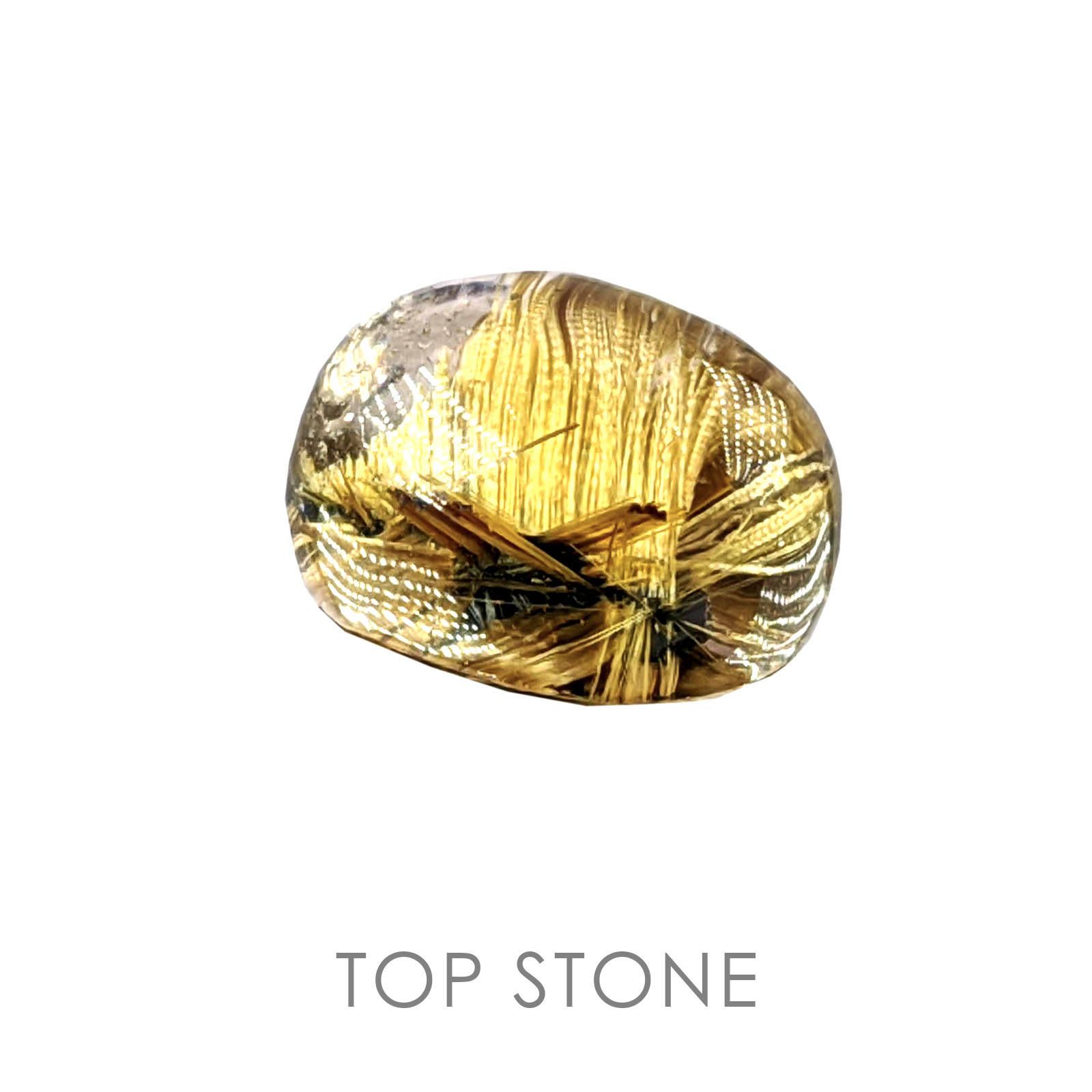 太陽タイチンルチルクォーツ(宝石名ルチルレイテッド・クォーツ) ブラジル産 14.59ct 識別済[20062825]15.5×12.7mm前後