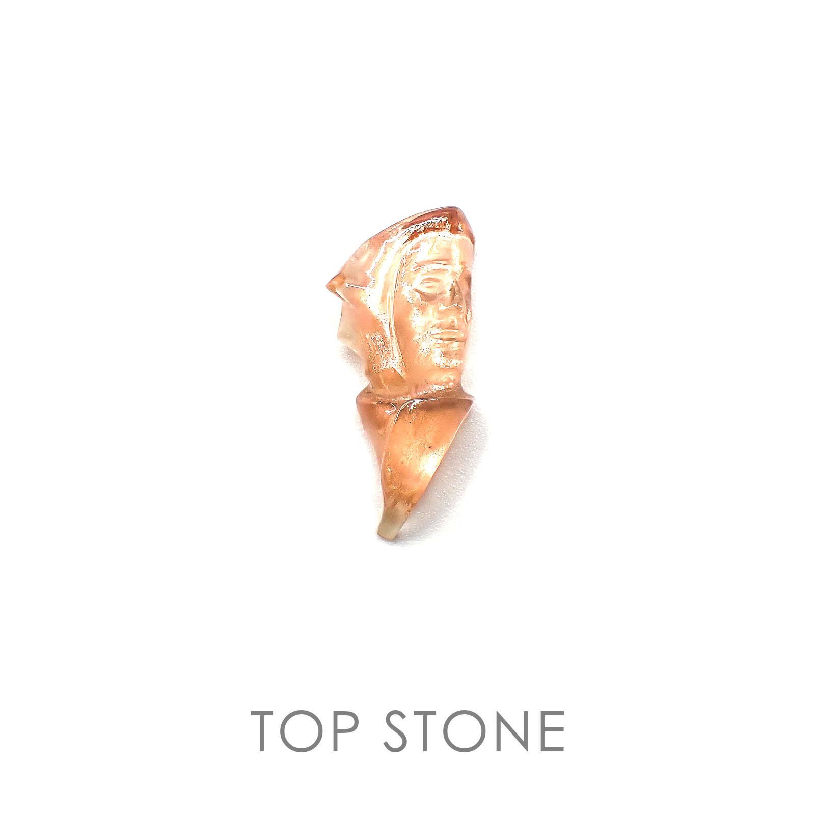 ◇カスタムカット・人物彫刻◇オレゴンサンストーン オレゴン産 ルース 10.49ct[20062807]26.9×12.6mm前後