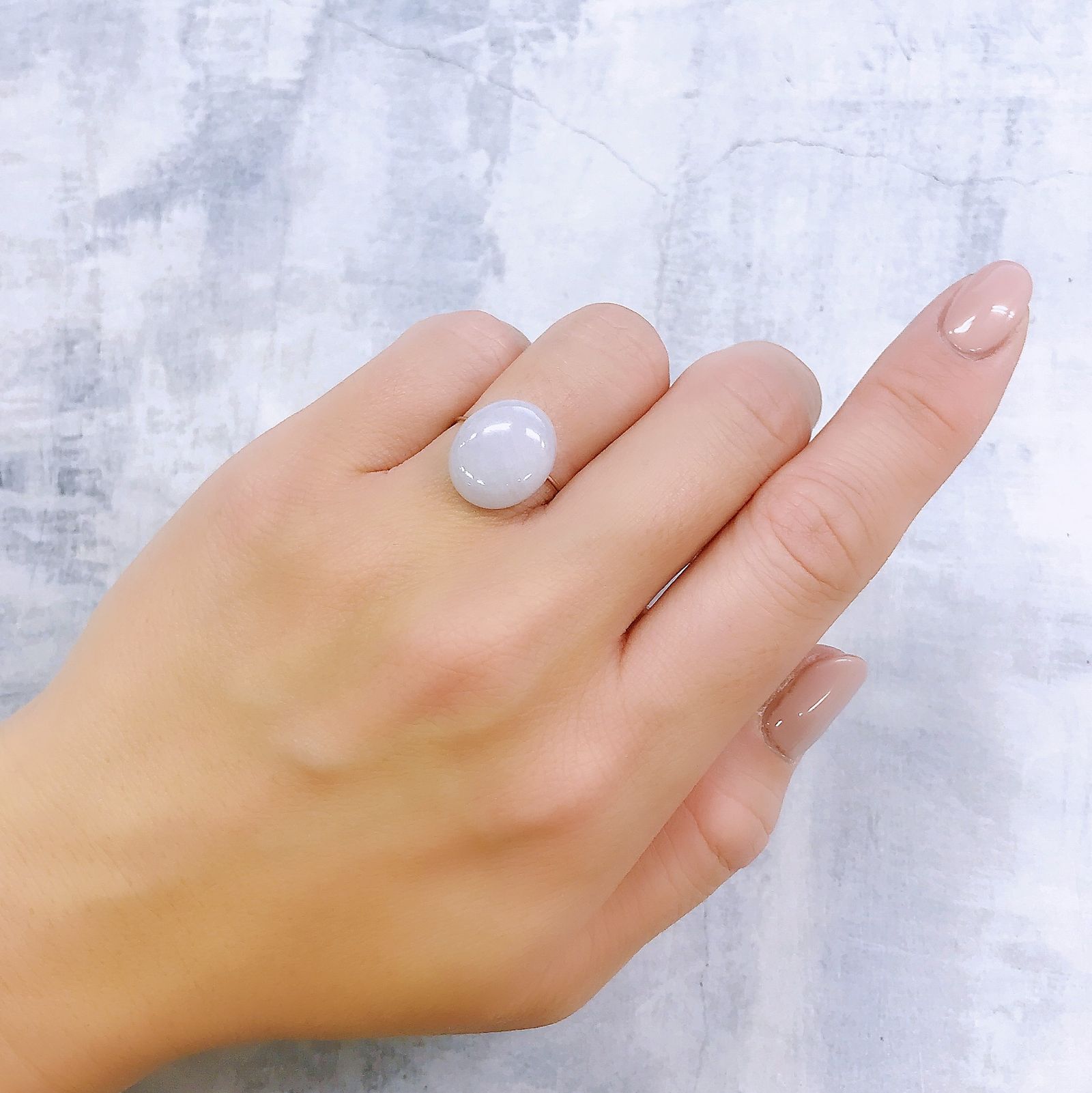 ラベンダー翡翠 ビルマ産 9.22ct[221219374]14.2x12.1mm前後