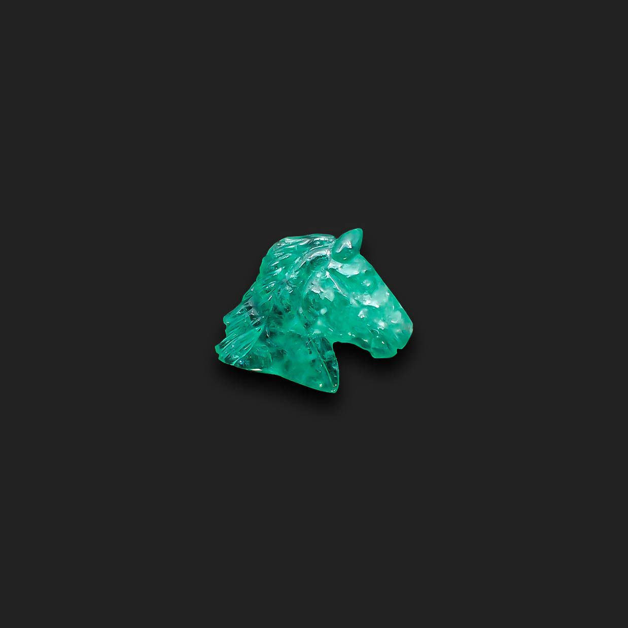 ◇カスタムカット・馬彫刻◇エメラルド コロンビア産 3.51ct[230421701]13.2x15.4mm前後