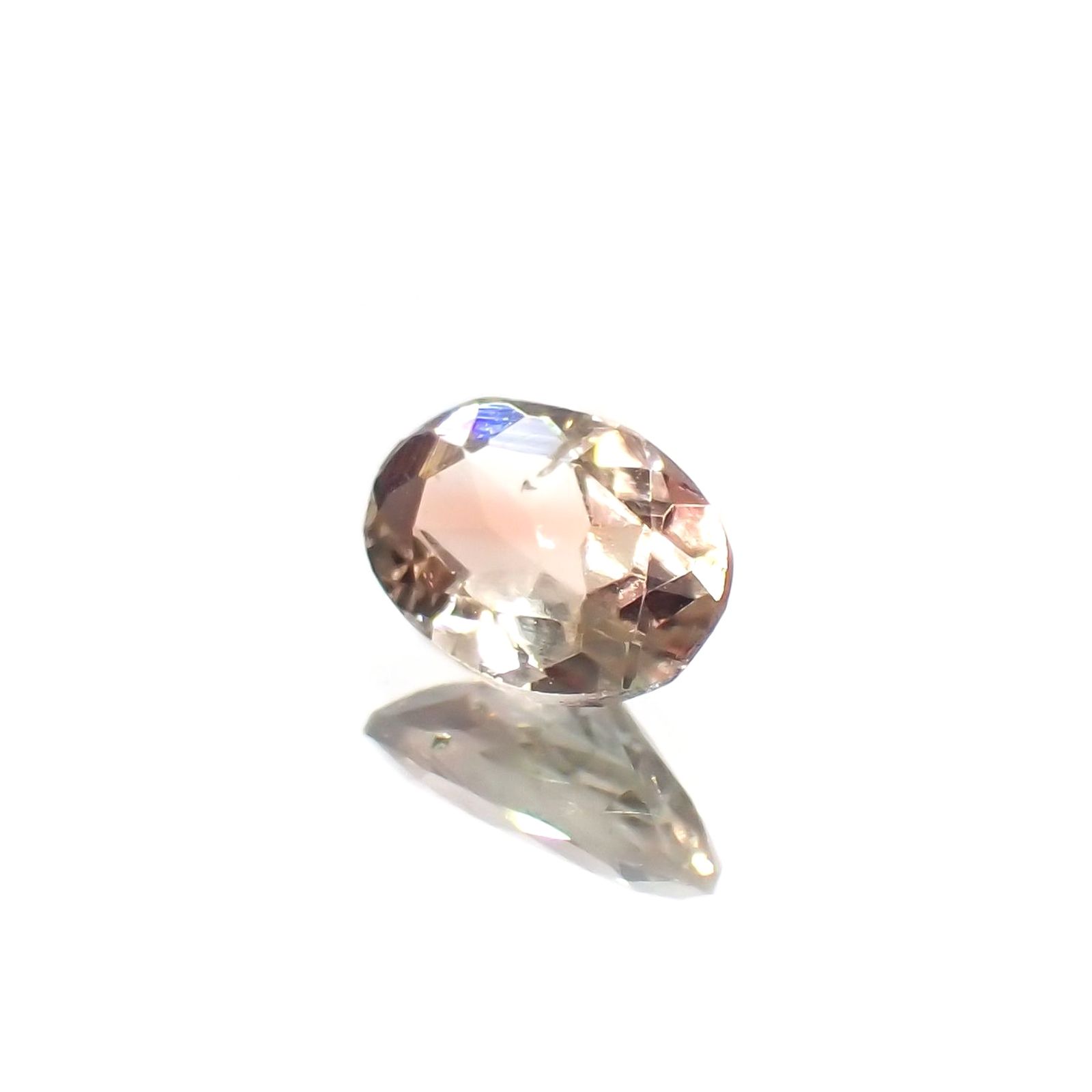 バイカラーアンデシン(宝石名アンデシン)チベット産 識別済 0.43ct / 6.4x4.2mm前後 [260320827]