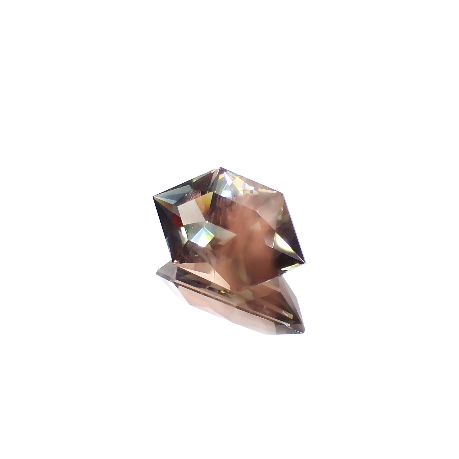 ◇カスタムヘキサゴンカット◇バイカラーオレゴンサンストーン アメリカ・オレゴン州産 4.59ct[231224664]15.7x9.2mm前後