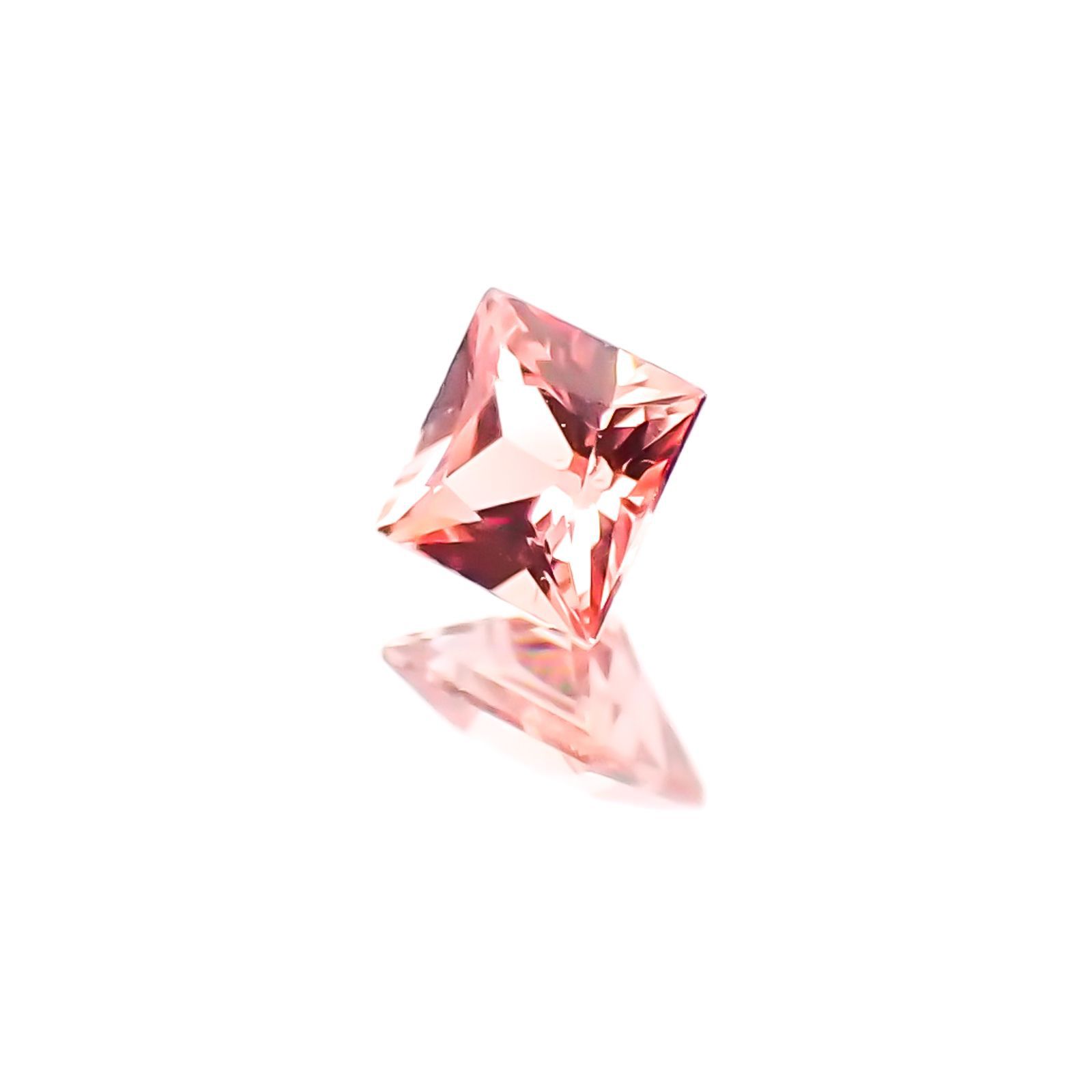 ◇プリンセスカット◇パパラチャサファイア ソーティング付き スリランカ産 ルース 0.086ct[20117828]2.3×2.3mm前後