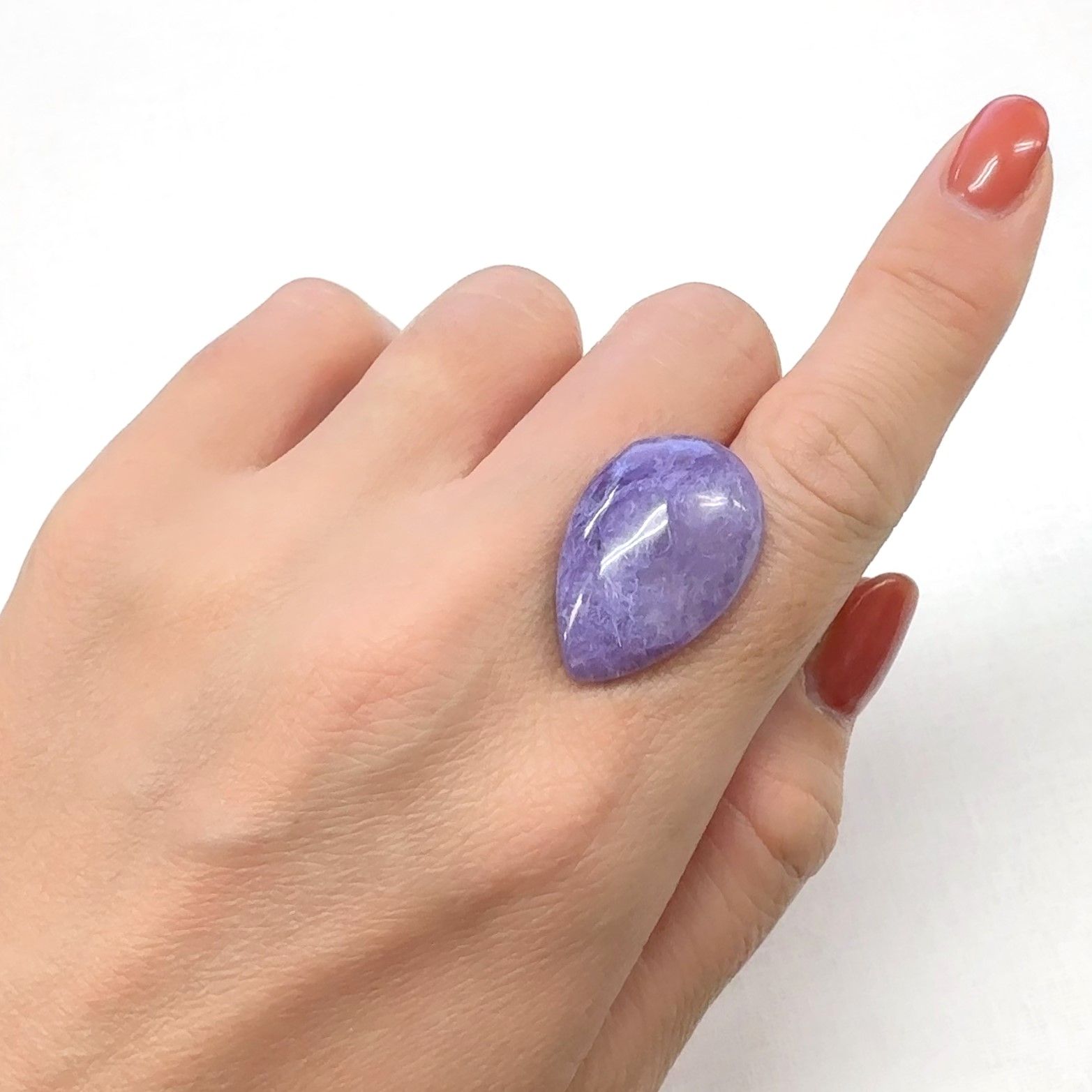 エンジェルシリカ(チャロアイトクォーツ) ロシア産 22.31ct [241029389]25.4x16.9mm前後