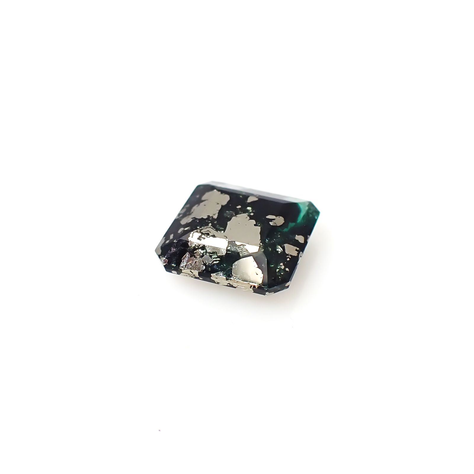 ◇リバーシブル◇パイライトインエメラルド コロンビア産 1.37ct [241229559]7.3x7.2mm前後
