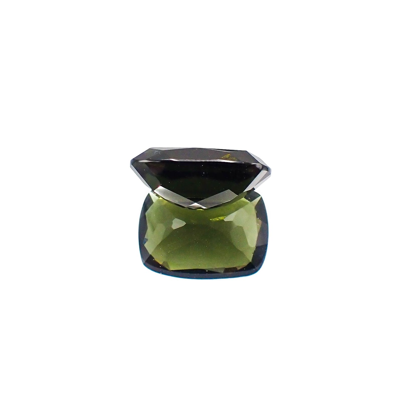 <ランダムセレクト1個販売> モルダバイト(宝石名モルダバイト) クッションカット 発見地：旧チェコスロバキア 14.00ct前後 識別済[20074007]20×15mm前後