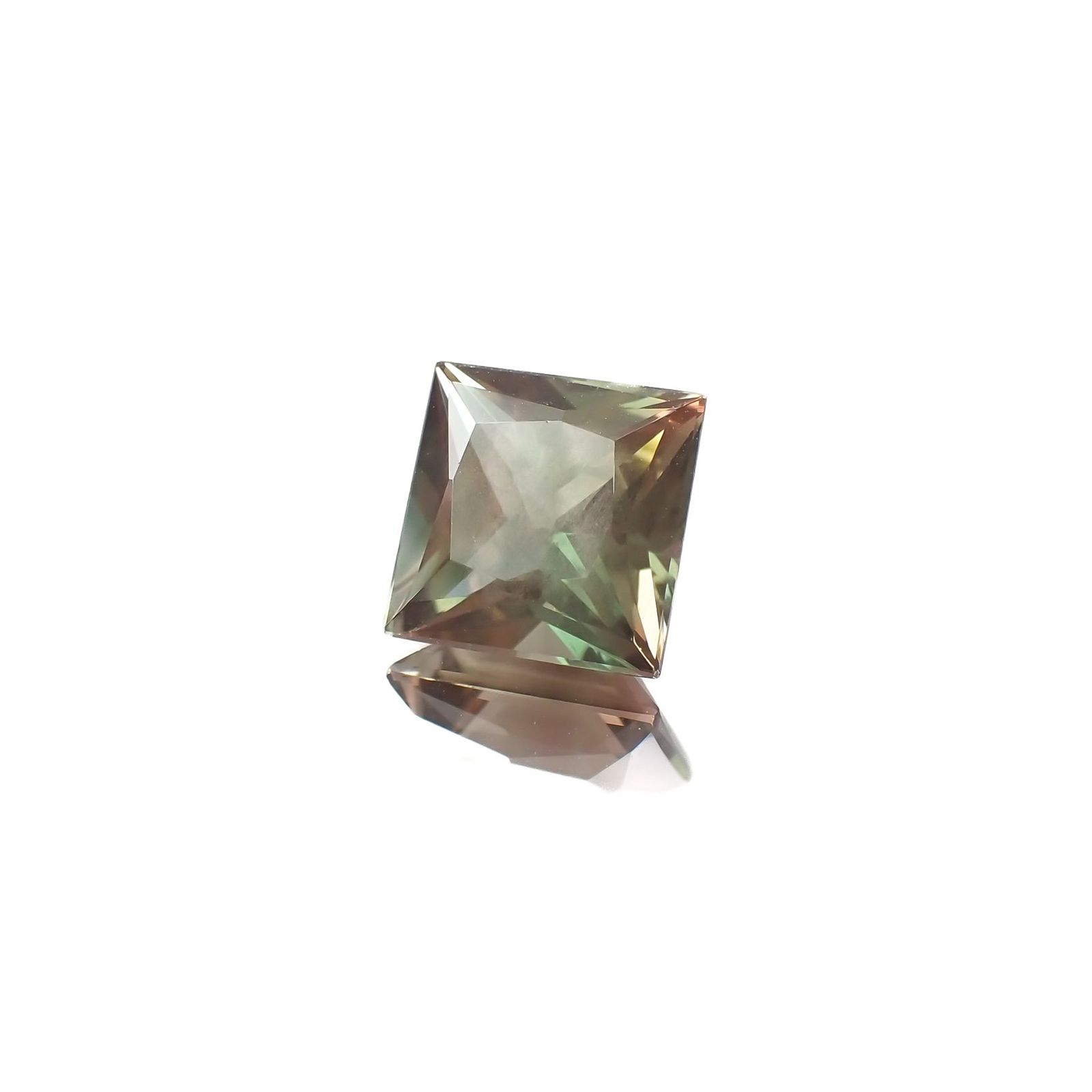 ◇プリンセスカット◇バイカラーオレゴンサンストーン アメリカ・オレゴン州産 2.76ct / 8.5x8.4mm前後 [221018706]