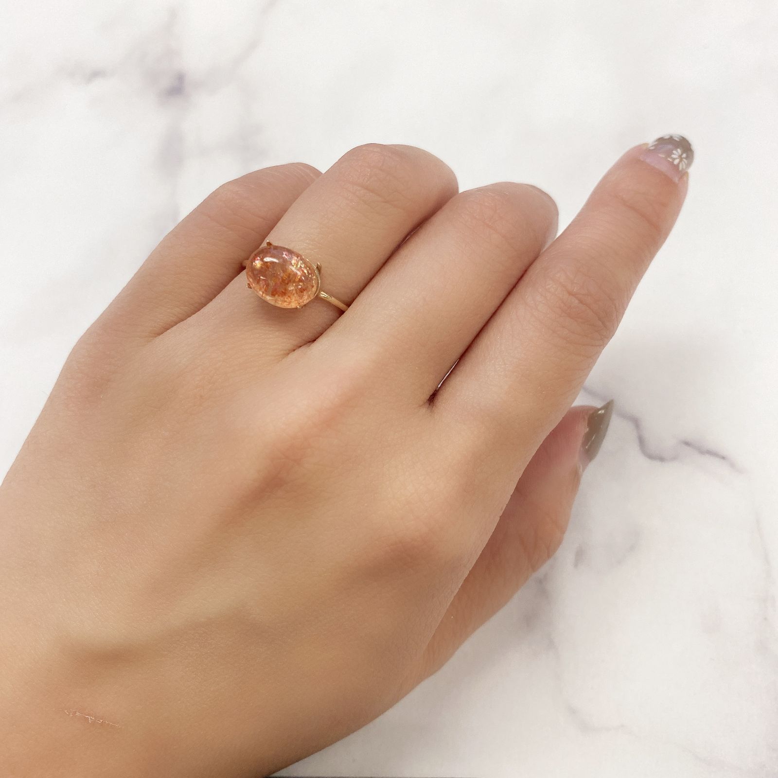 イリュージョンサンストーン(宝石名フェルドスパー) タンザニア産 3.11ct 識別済[210812315]10.2×8.2mm前後