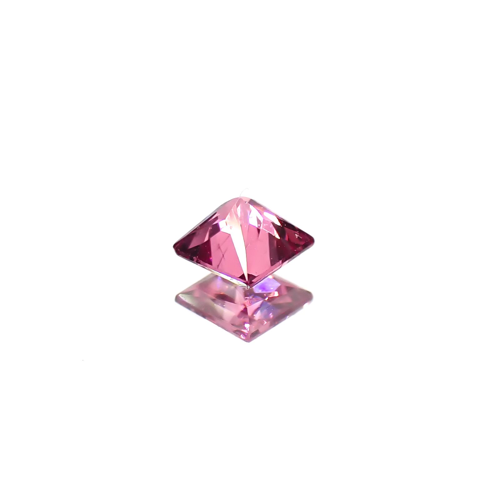 ◇プリンセスカット◇ホットピンクスピネル(宝石名ピンク・スピネル)タンザニア産 0.18ct 識別済[220817534]3x3mm前後