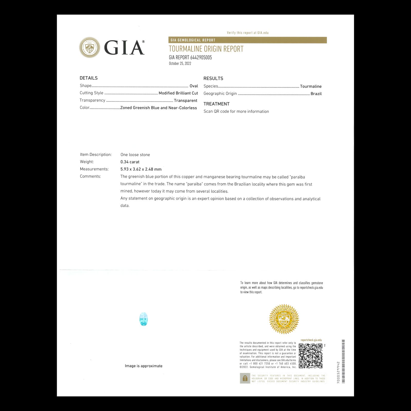 バイカラーパライバトルマリン(宝石名トルマリン/別名パライバ・トルマリン)ブラジル産 0.34ct GIA鑑付[231023683]5.93x3.62mm前後
