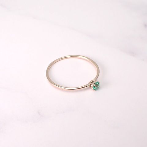 リング空枠：石留め▶ノンオイルエメラルド（お客様製作例）