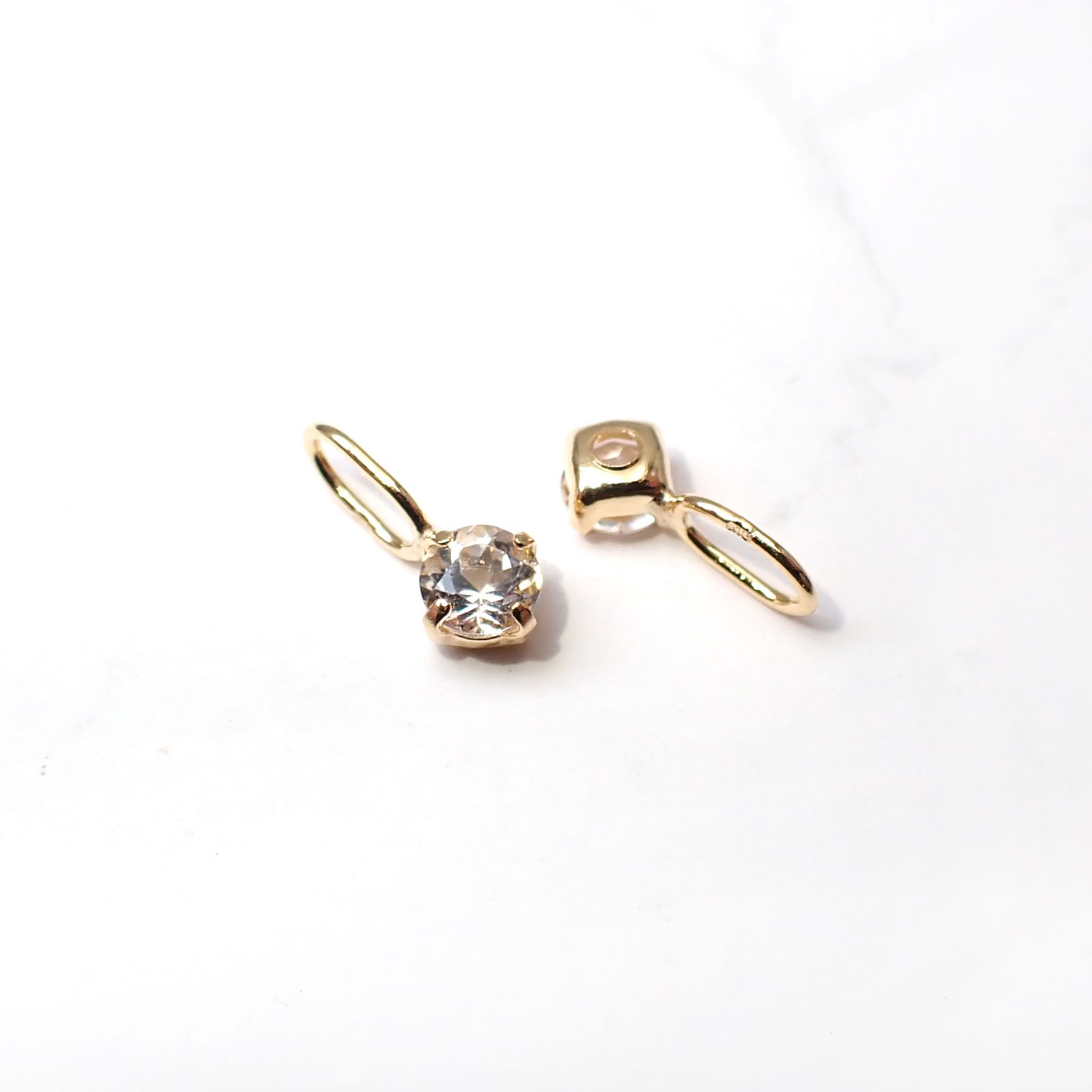 ◇K18 Petitデザイン限定品◇一粒石ジュエリー | ダンビュライト 3mm [チャーム/ペンダントトップ※チェーン別売り]