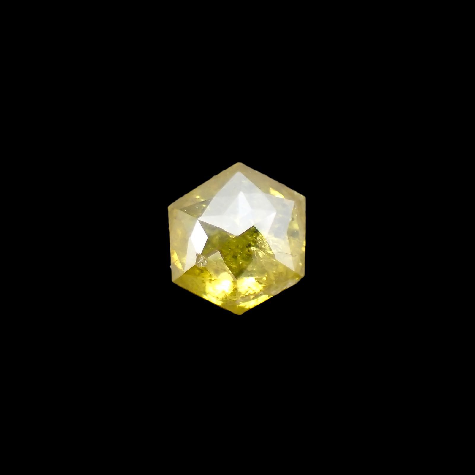 ◇ヘキサゴンアンティークカット◇イエローダイヤモンド(宝石名ダイアモンド) 南アフリカ産 0.26ct 識別済[210813119]3.6×3.5mm前後