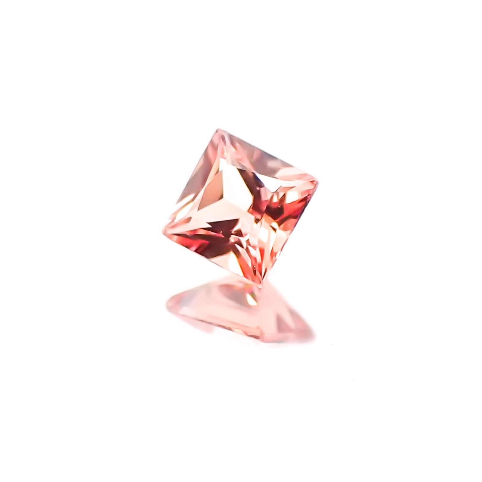 ◇プリンセスカット◇パパラチャサファイア ソーティング付き スリランカ産 ルース 0.08ct[20117827]2.3×2.3mm前後