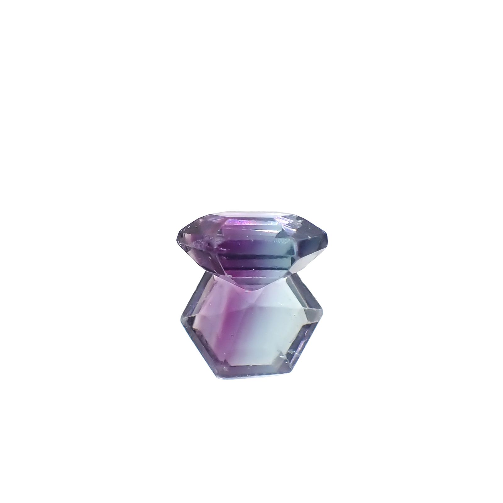 ◇ヘキサゴンカット◇パーティカラーフローライト フルオレッセンス 中国産 2.47ct[240628188]8.2x8.2mm前後