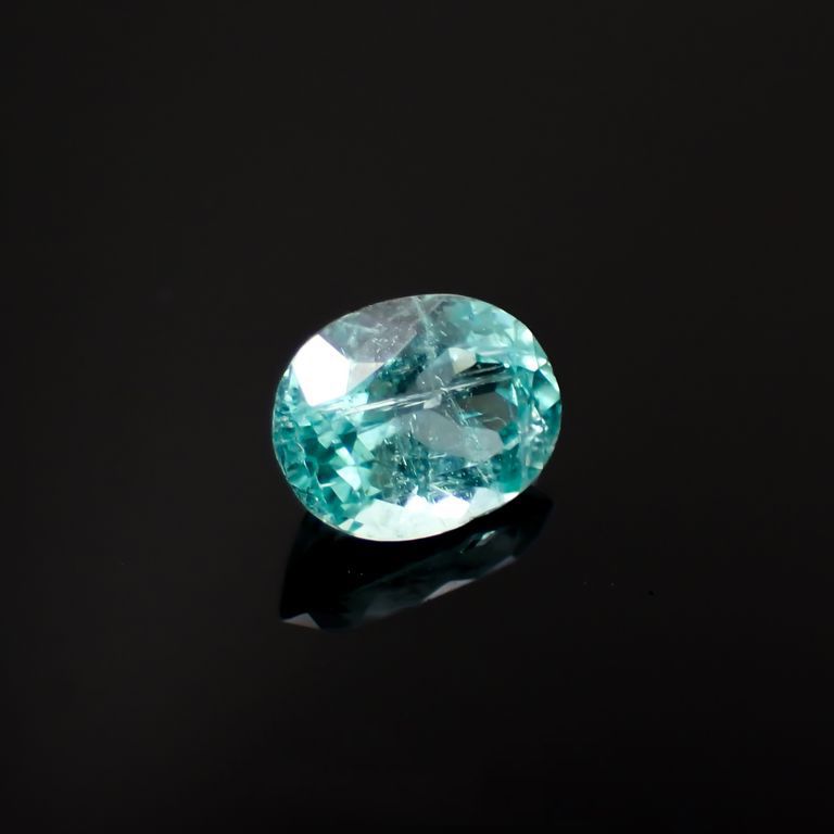 パライバトルマリン(宝石名トルマリン/別名パライバ・トルマリン)ブラジル・キントス鉱山産 0.642ct ソ付(宝貴協)[221018738]6.1x4.7mm前後