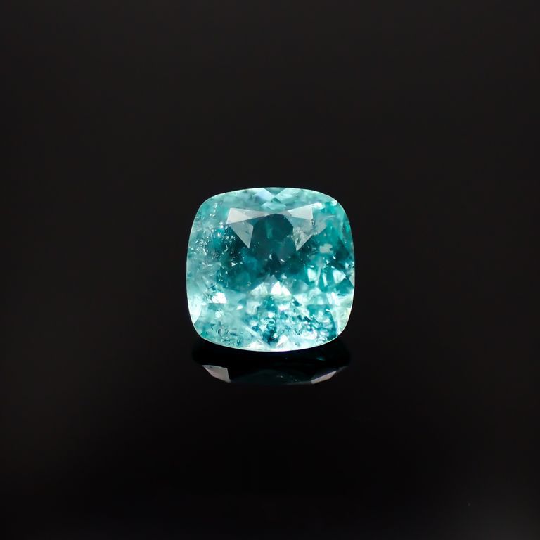 パライバトルマリン(宝石名トルマリン/別名パライバ・トルマリン)ブラジル・キントス鉱山産 0.551ct ソ付(宝貴協)[221018740]5.2x5.2mm前後