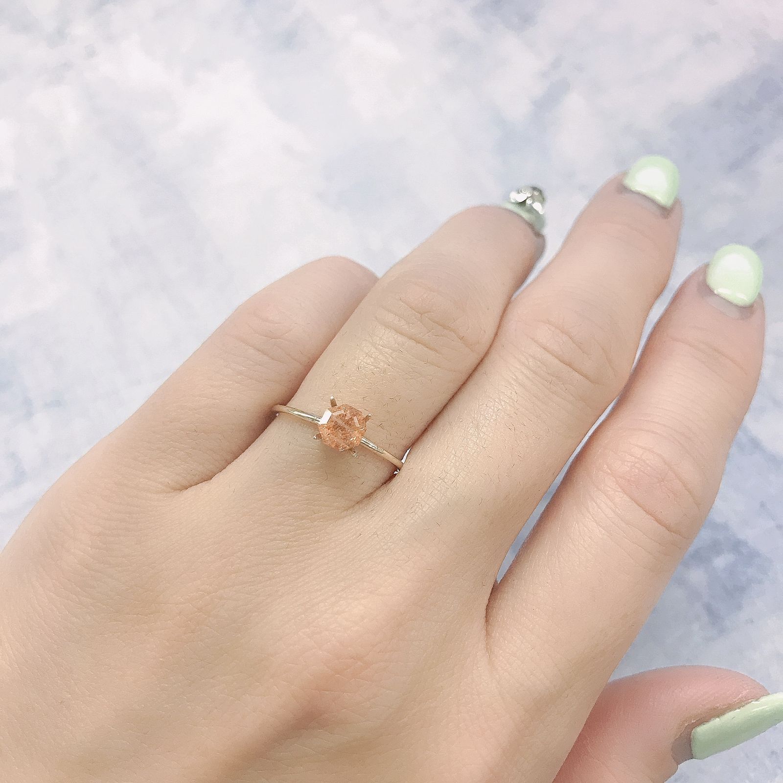 ◇オクタゴンカット◇イリュージョンサンストーン インド産 0.54ct[220115495]5x5mm前後