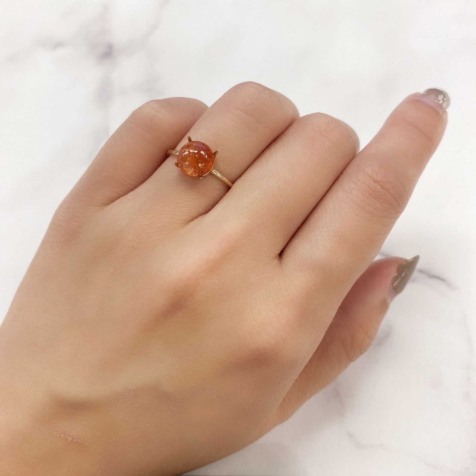 イリュージョンサンストーン(宝石名フェルドスパー) タンザニア産 1.89ct 識別済[210812314]8×8mm前後