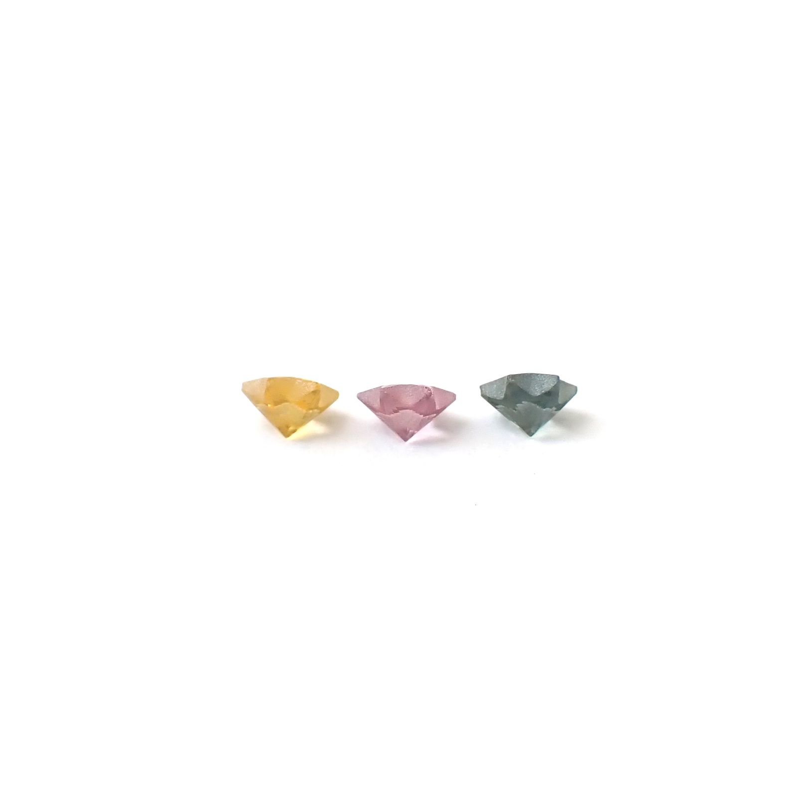 ◇カスタムカット◇サファイア カラーグラデーション3個セット スリランカ/マダガスカル産 0.32ct(3pcs合計) / 3.1-3.2x3.1-3.2mm前後 [260632323]