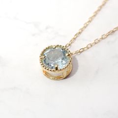 ◇K18 Lumiere（ルミエール）◇アクアマリン | 一粒石ジュエリー 5mm [チャーム/ペンダントトップ※チェーン別売り]