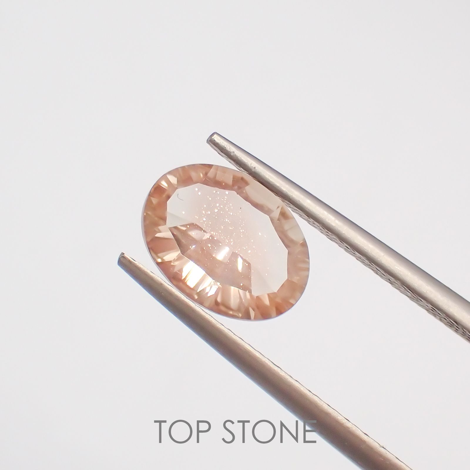 ◇コンケーブカット◇オレゴンサンストーン(宝石名ラブラドライト) アメリカ・オレゴン州産 1.23ct 識別済[210410421]9×6.6mm前後