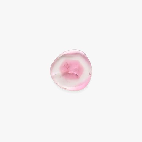 ピンクウォーターメロントルマリン 原石スライス コンゴ民主共和国産 3.42ct[230421485]12.5x12.5mm前後