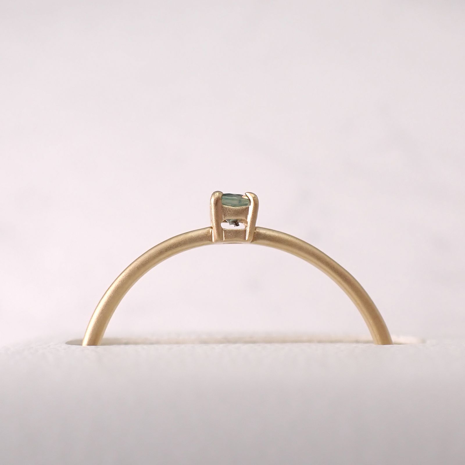 リング空枠：石留め▶アレキサンドライトキャッツアイ（お客様製作例）