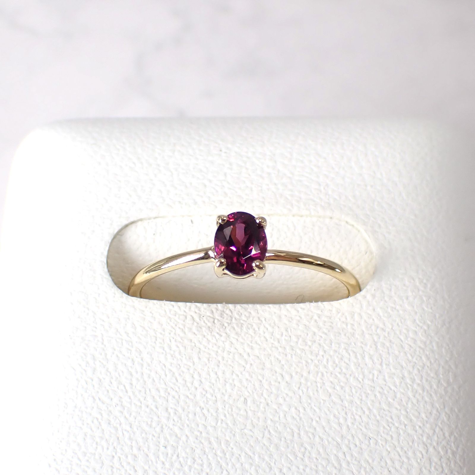 リング空枠：石留め▶グレープガーネット（お客様製作例）