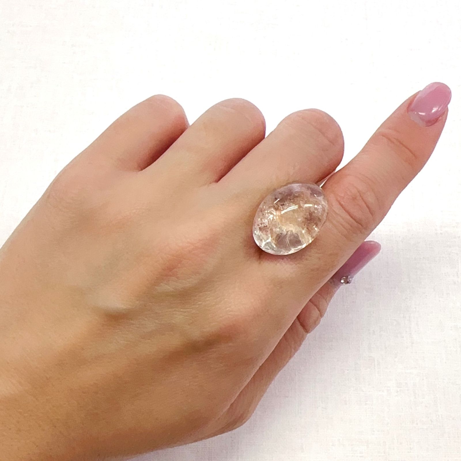 ピンクデュモルチェライトインクォーツ ブラジル産 26.51ct[231224419]20.9x15.8mm前後
