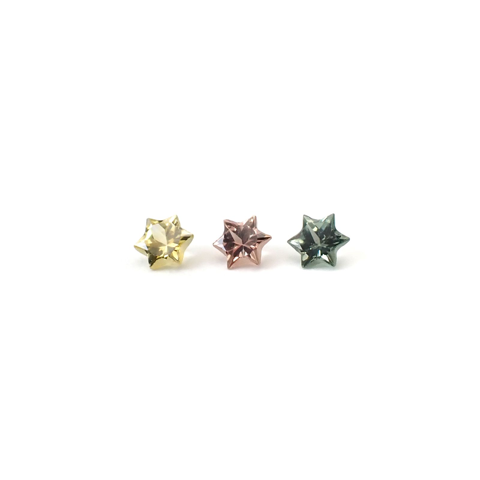 ◇カスタムカット◇サファイア カラーグラデーション3個セット スリランカ/マダガスカル産 0.31ct(3pcs合計) / 3.1-3.2x3.1-3.2mm前後 [260632322]